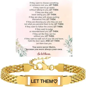 Let them Cuban Bracelet For Women, Self Worth Motivational Stainless Steel Engraving Bracelets Inspirational Chain Friendship Gift Jewelry