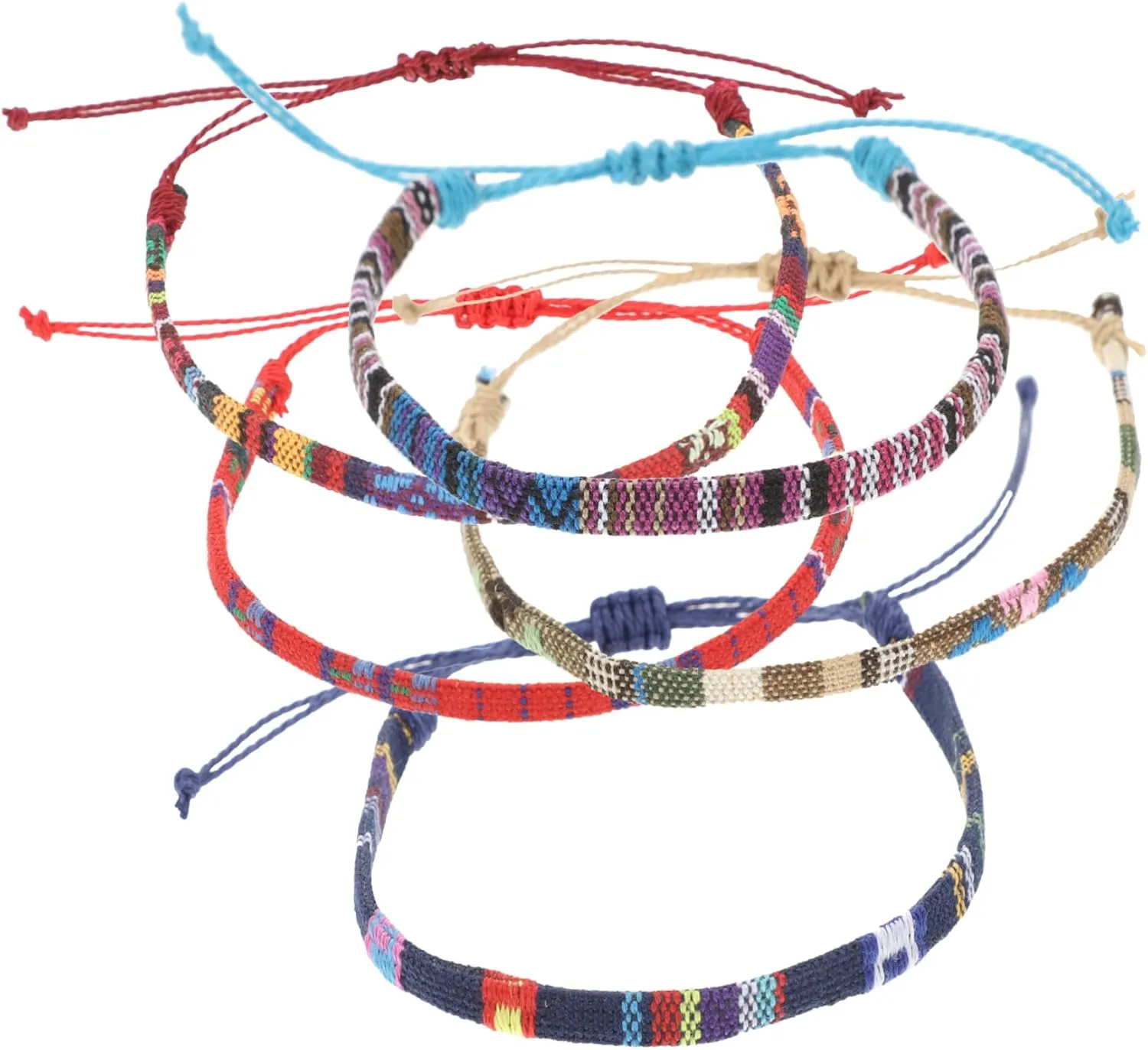 LIFKOME 5Pcs Adjustable Woven String Bracelets Anklets for Women Lightweight Braided Friendship Jewelry Chic Design for Daily Wear and Special Occasions