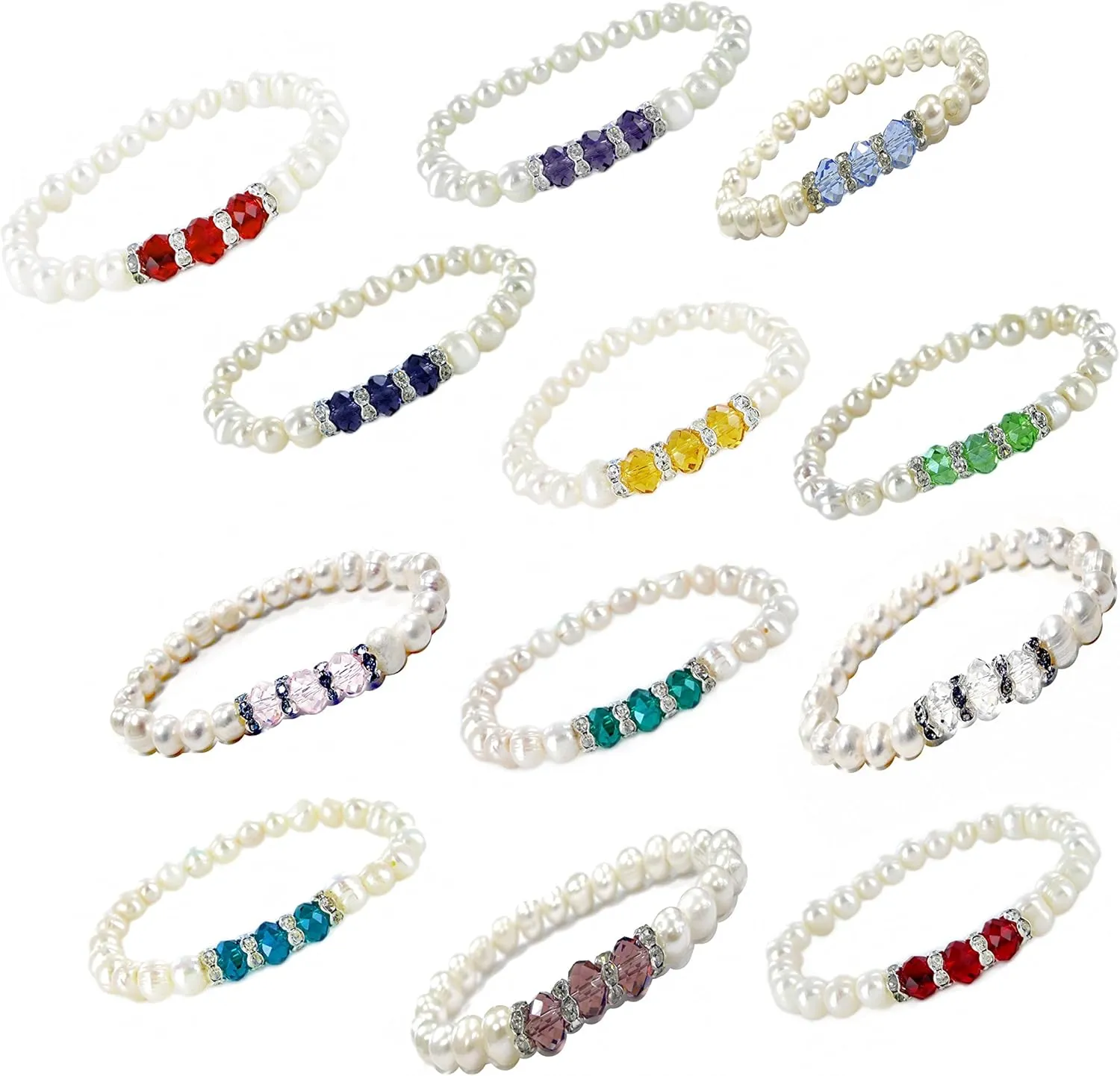 Linpeng womens Elegant Freshwater Cultured Pearls Birthstone Bracelet, Red, 7 5 inch US