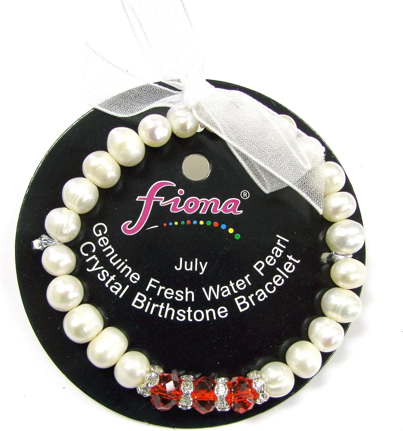 Linpeng womens Elegant Freshwater Cultured Pearls Birthstone Bracelet, Red, 7 5 inch US