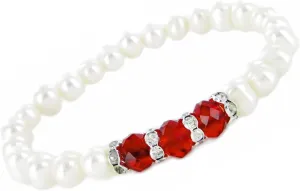 Linpeng womens Elegant Freshwater Cultured Pearls Birthstone Bracelet, Red, 7 5 inch US
