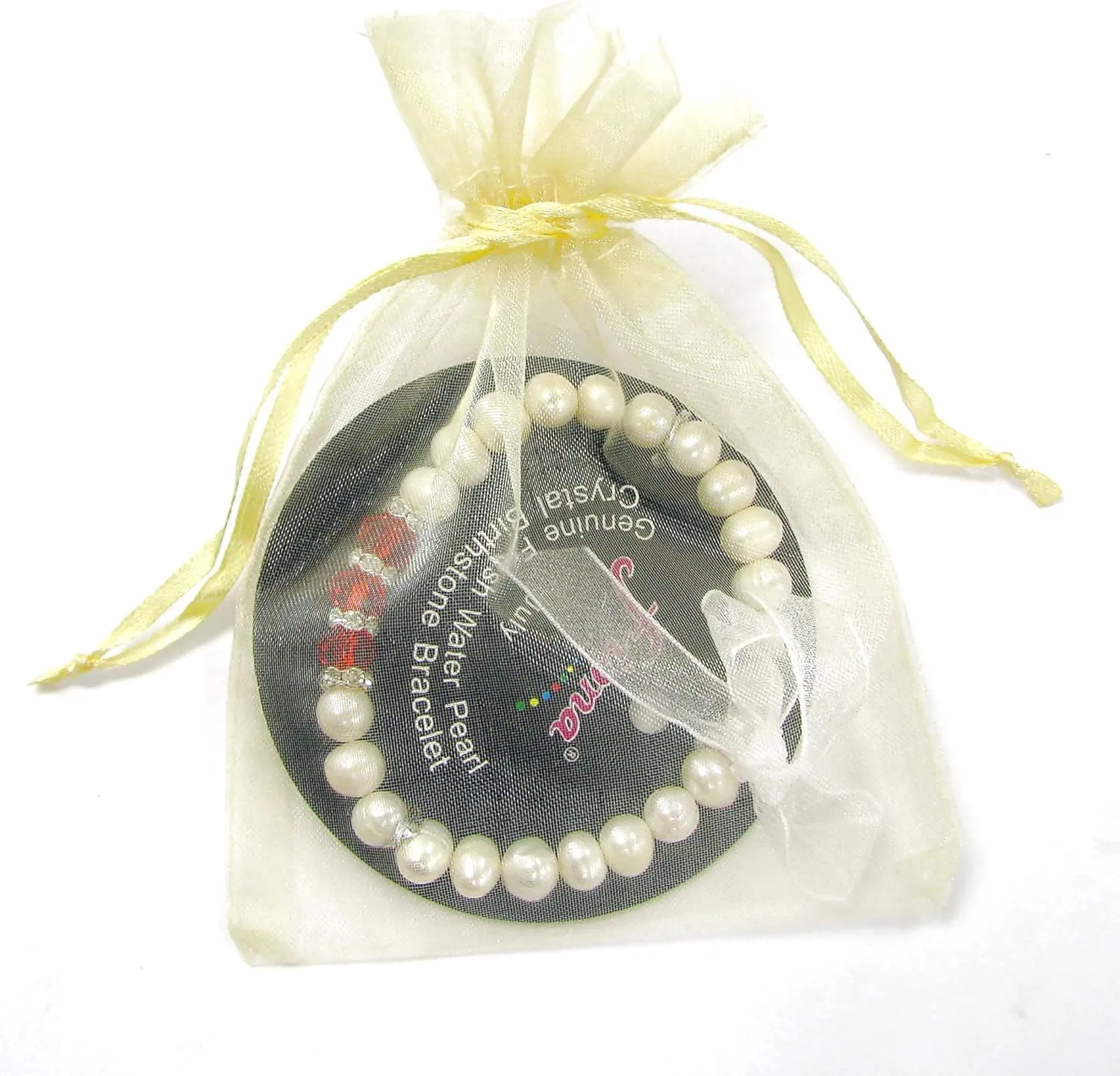 Linpeng womens Elegant Freshwater Cultured Pearls Birthstone Bracelet, Red, 7 5 inch US