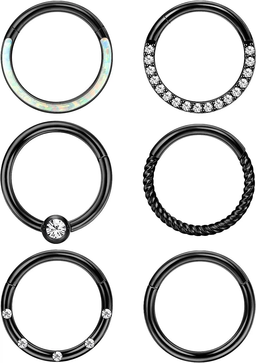 LOLIAS Septum Rings 16G 18G Surgical Steel Nose Rings Hoops for Women Seamless Clicker Hinged Segment Hoop Lip Nose Rings Conch Lip Helix Cartilage Earring Septum Jewelry Lip Nose Daith Hlix Piercing Jewelry 8MM 10MM 12MM