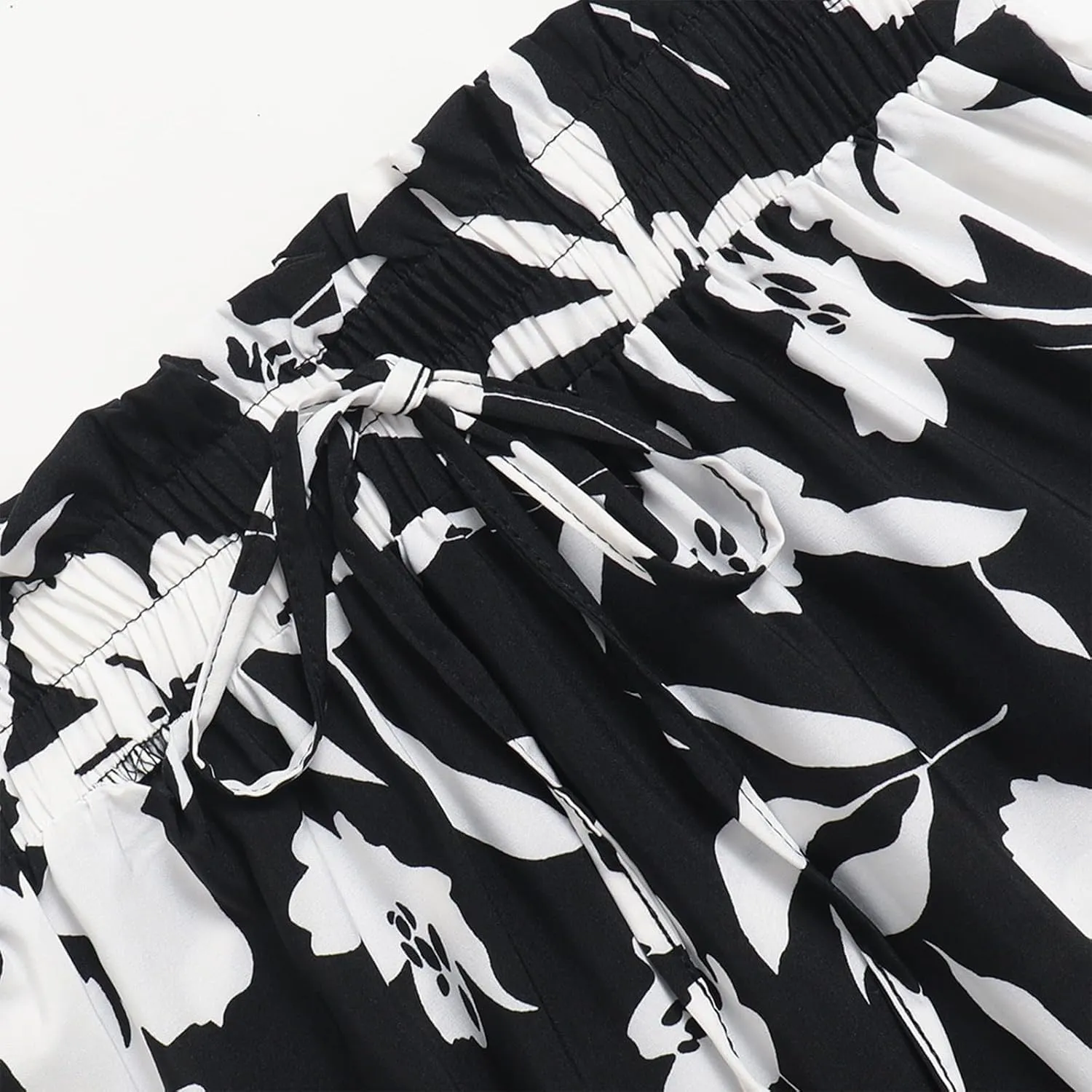 Long Skirts for Women Summer Floral Flowy Maxi Skirt Pleated High Waisted A Line Skirts Trendy Smocked Waist Skirt