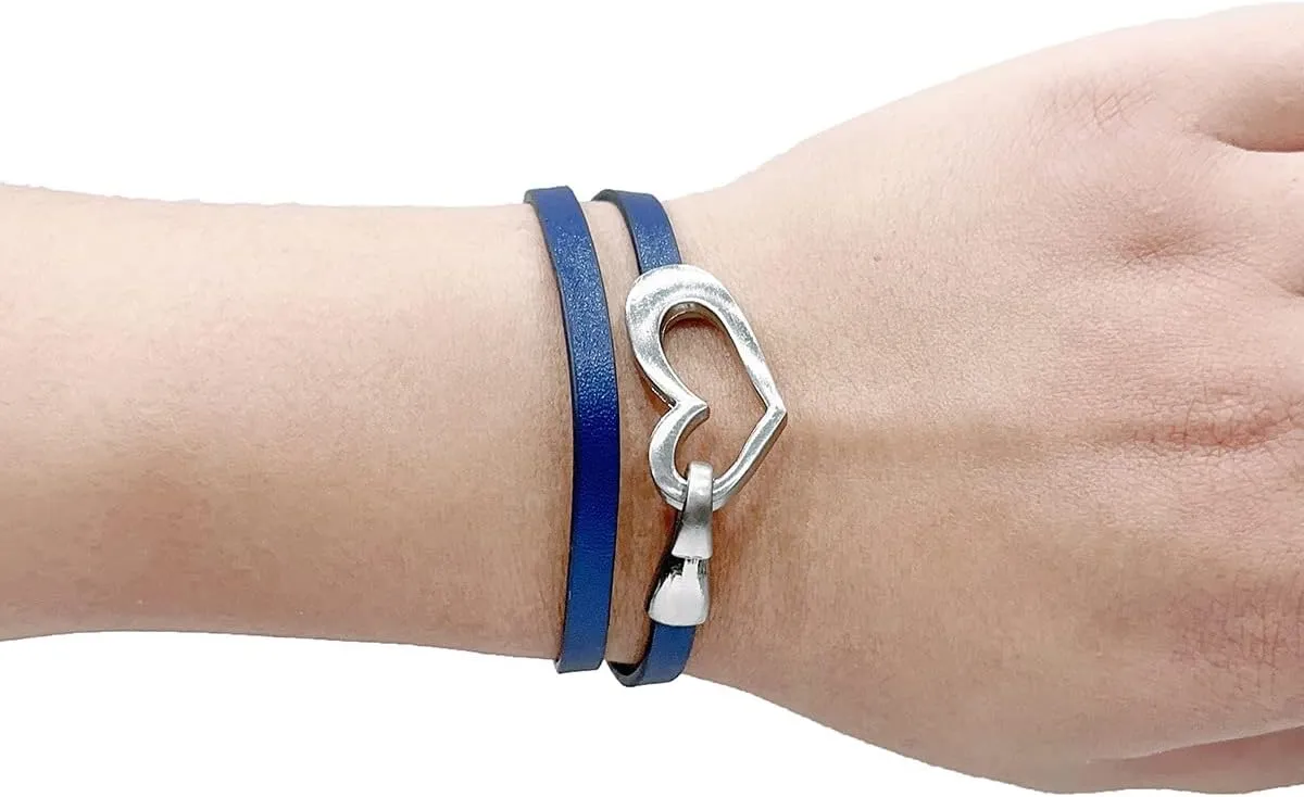 Long tiantian Heart Leather Bracelets for Women Stackable Layered Bangle Cuffs Boho Wrap Bracelets Boho Leather Jewelry Birthday Gifts for Women