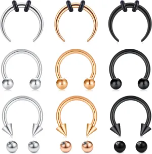 Longita Septum Rings Septum Jewelry 16g 18g Septum Ring Septum Piercing 20g Horseshoe Earring Hoop Lip Ring Silver Black Gold