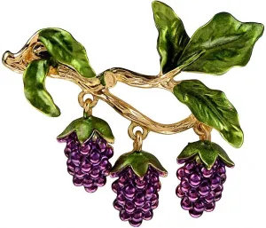 Luxury Enamel 3 Bunches Of Grapes Brooches for Women And Men Fashion Fruit Pins Enamel Vintage Jewelry Accessories