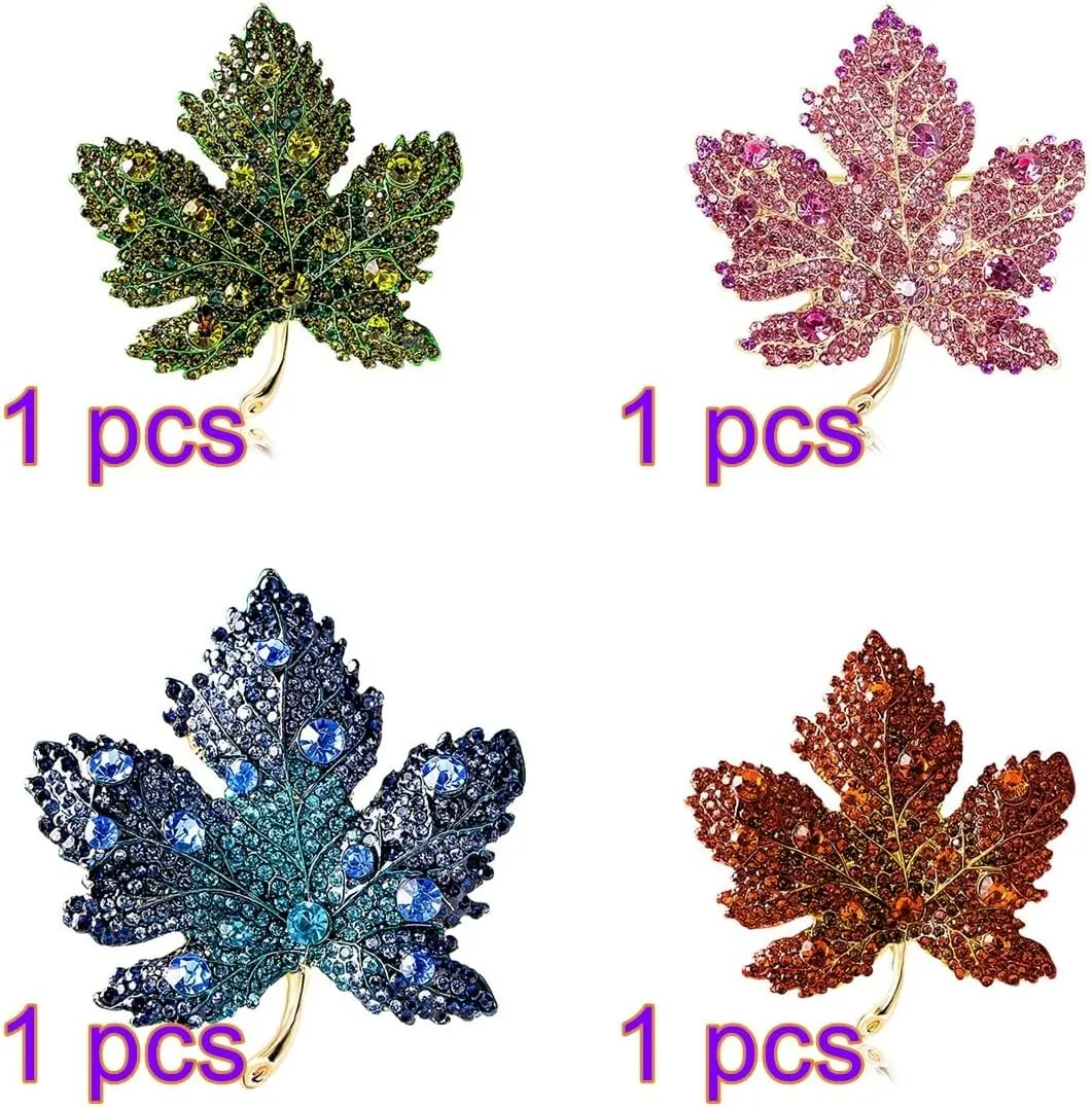 Maple Leaf Brooch Pin for Women, Rhinestone Crystal Leaf Shape Brooch Pin Premium Women Exquisite Luxury Simple Maple Leaf Brooch