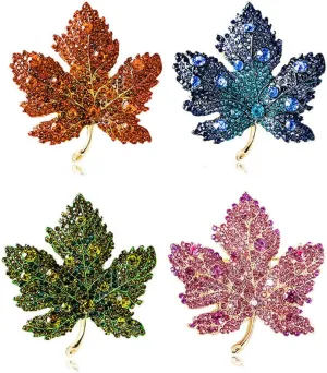 Maple Leaf Brooch Pin for Women, Rhinestone Crystal Leaf Shape Brooch Pin Premium Women Exquisite Luxury Simple Maple Leaf Brooch