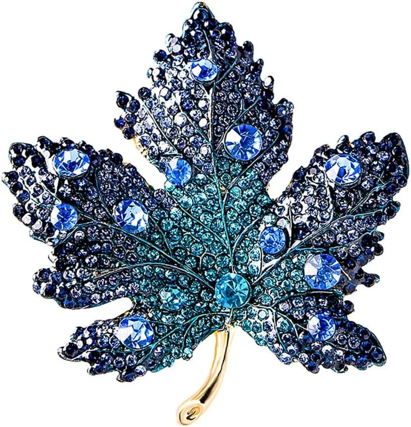 Maple Leaf Brooch Pin for Women, Rhinestone Crystal Leaf Shape Brooch Pin Premium Women Exquisite Luxury Simple Maple Leaf Brooch