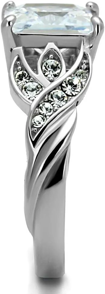 Marimor Jewelry Women's 3.09 Carat Princess Cut Zirconia Stainless Steel Engagement Ring Size 5-10