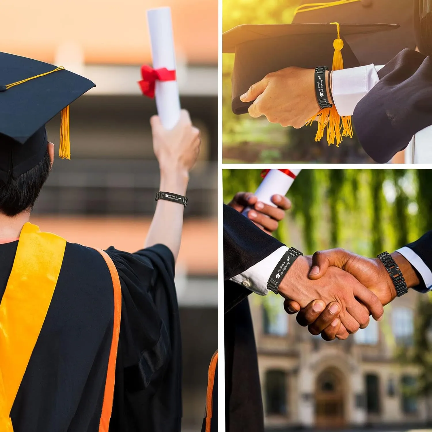 MEALGUET Graduation Gifts for him,Customizable Graduation Bracelet, Inspirational College Graduate Class Of 2025 Gift, Stainless Steel Handsome Link Bracelets for College Graduates