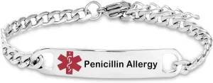 Medical Alert Seizure Addison Diabete Bracelets for Women Mens Emergency Health First Aid Bracelets for Family Adjustable Stainless Steel Jewelry
