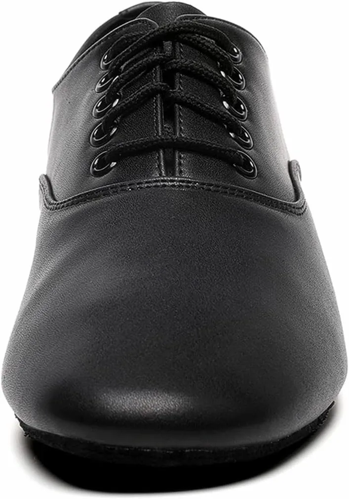 Men's Ballroom Dance Shoes Black Leather Sole Tango Salsa Latin Character Shoe