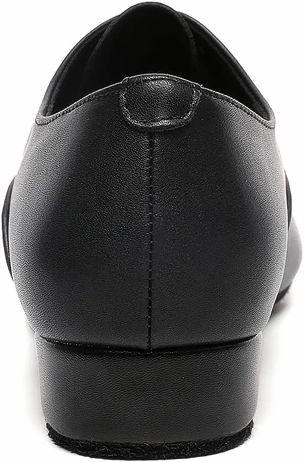 Men's Ballroom Dance Shoes Black Leather Sole Tango Salsa Latin Character Shoe