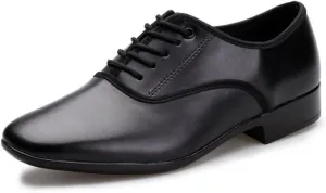 Men's Ballroom Dance Shoes, Black Leather Tango Salsa Latin Shoe Modern Performance Practice Shoes for Men