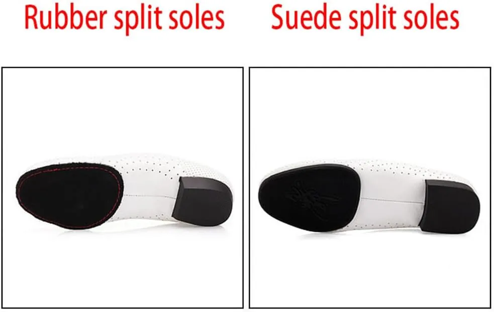 Men's Ballroom Dance Shoes, Breathable Leather Latin Salsa Dancing Shoes for Male Lace-Up Practice Dance Shoes