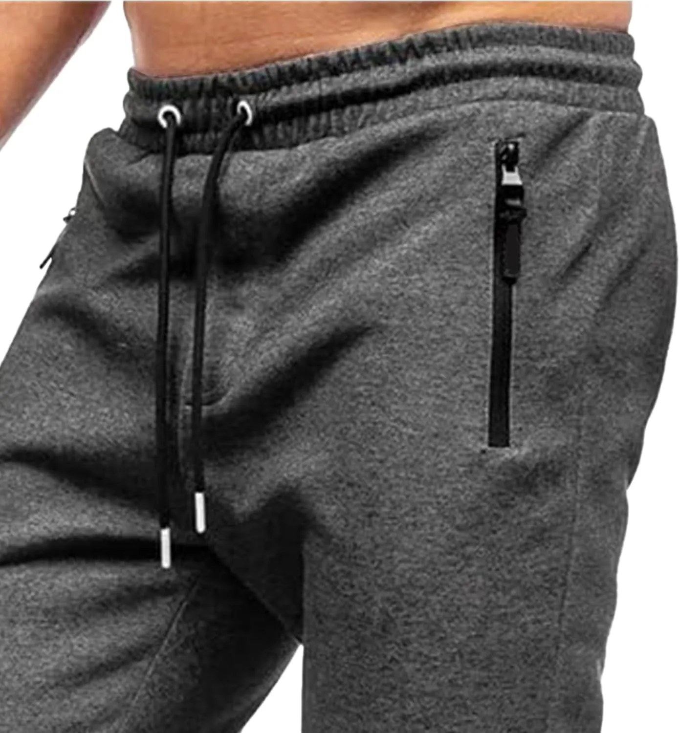 Men's Breathable Slim Fit Gym Pants Stretch Drawstring Athletic Trousers Casual Solid Joggers Sweatpants