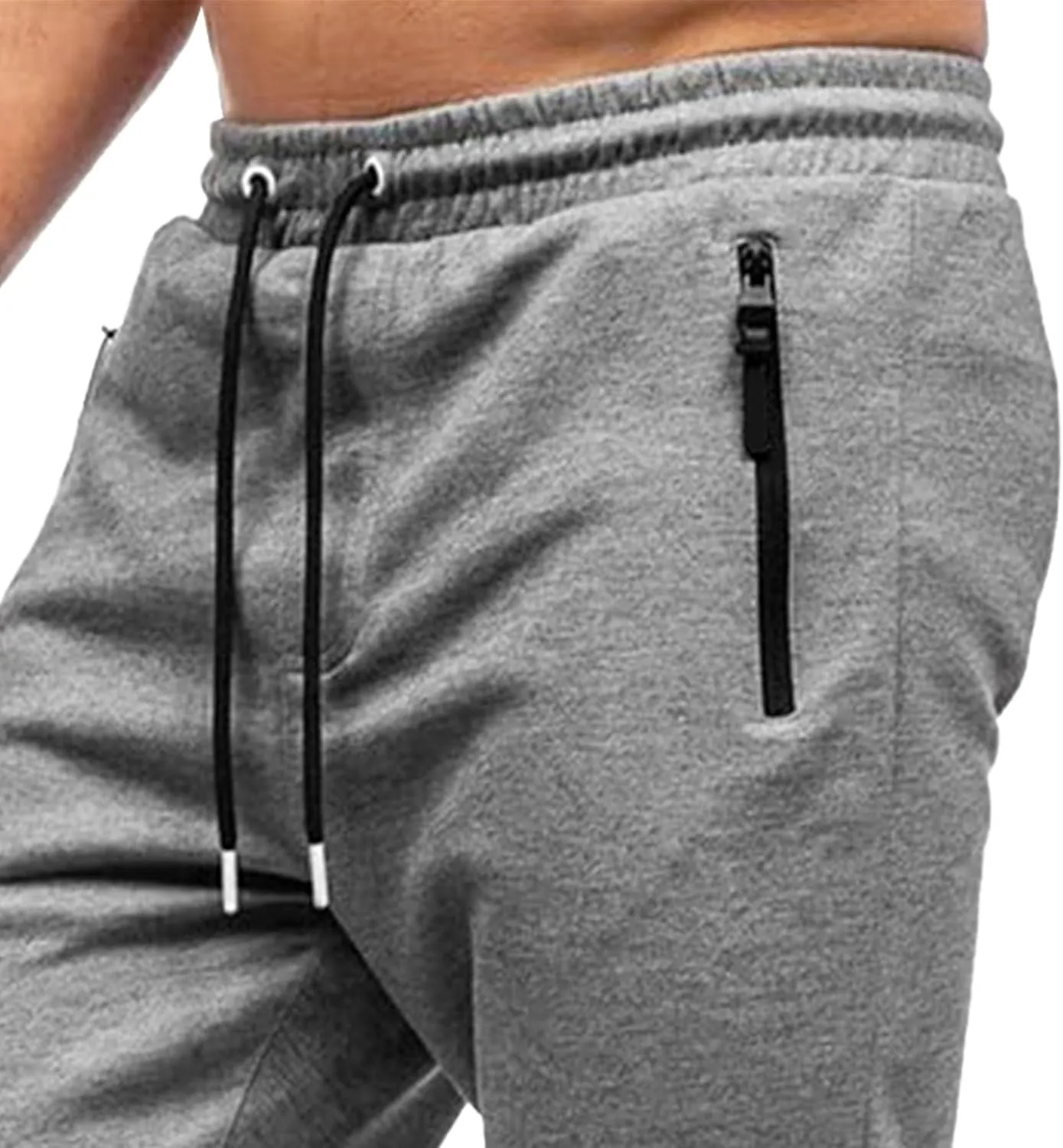 Men's Breathable Slim Fit Gym Pants Stretch Drawstring Athletic Trousers Casual Solid Joggers Sweatpants