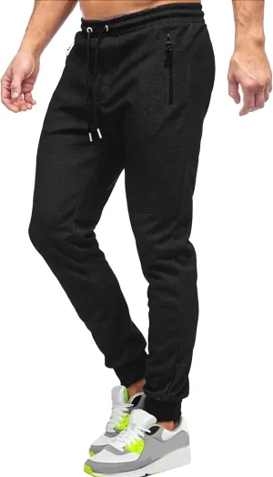 Men's Breathable Slim Fit Gym Pants Stretch Drawstring Athletic Trousers Casual Solid Joggers Sweatpants