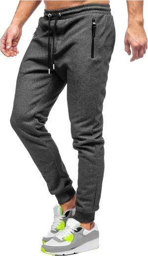 Men's Breathable Slim Fit Gym Pants Stretch Drawstring Athletic Trousers Casual Solid Joggers Sweatpants
