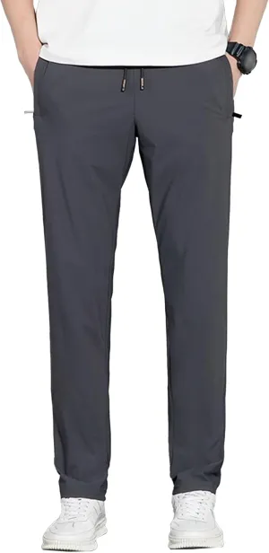 Men's Breathable Solid Classic Workout Pants Stretch Loose Fit Athletic Trousers Basic Drawstring Casual Sweatpants