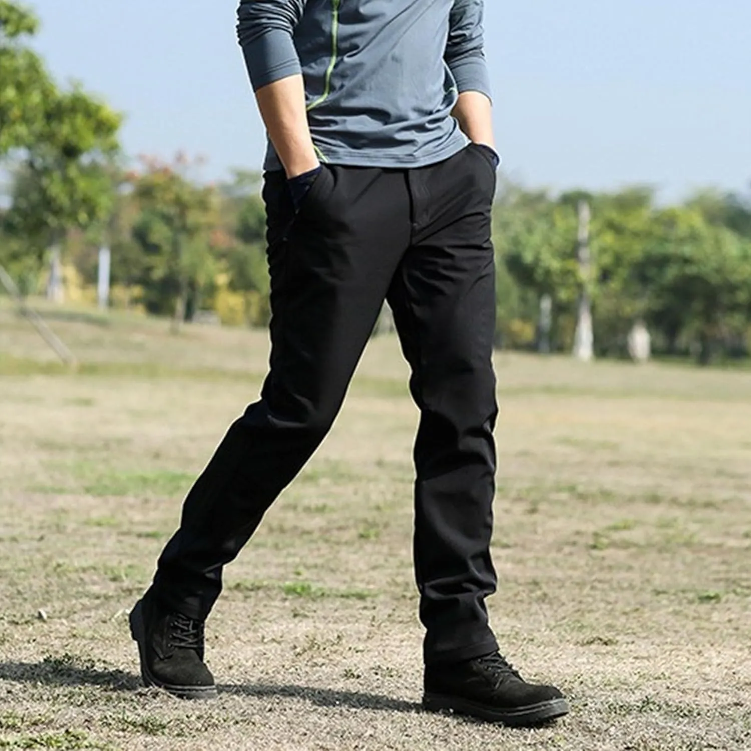 Men's Comfort Stretch Solid Workout Pants Elastic Waist Breathable Outdoor Trousers Stylish Fall Winter Sweatpants