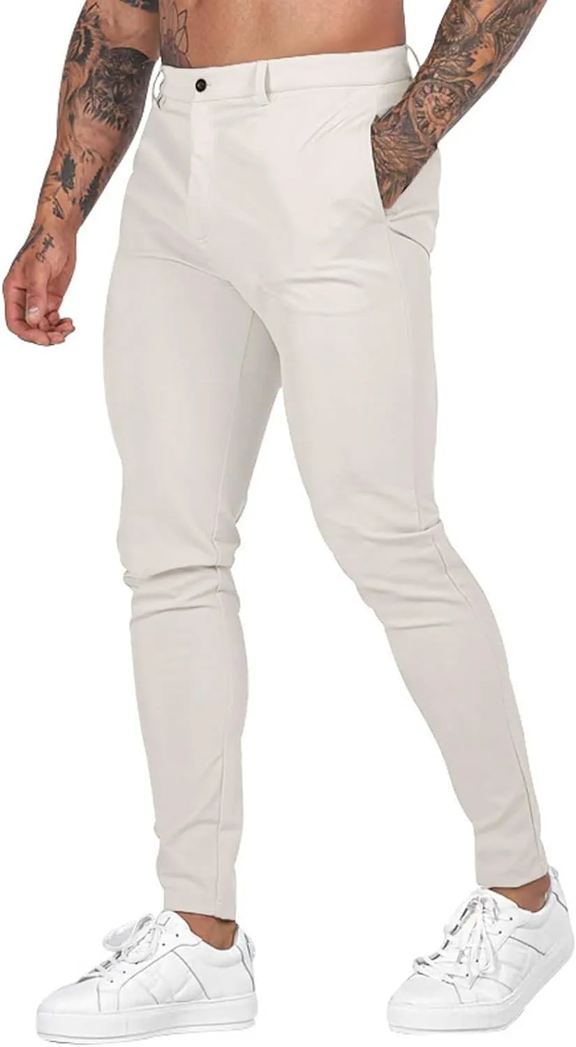 Mens Slim Fit Casual Stretch Khaki Pants with Pockets Straight Flat-Front Golf Slacks for Men Breathable Chinos Dress Pants