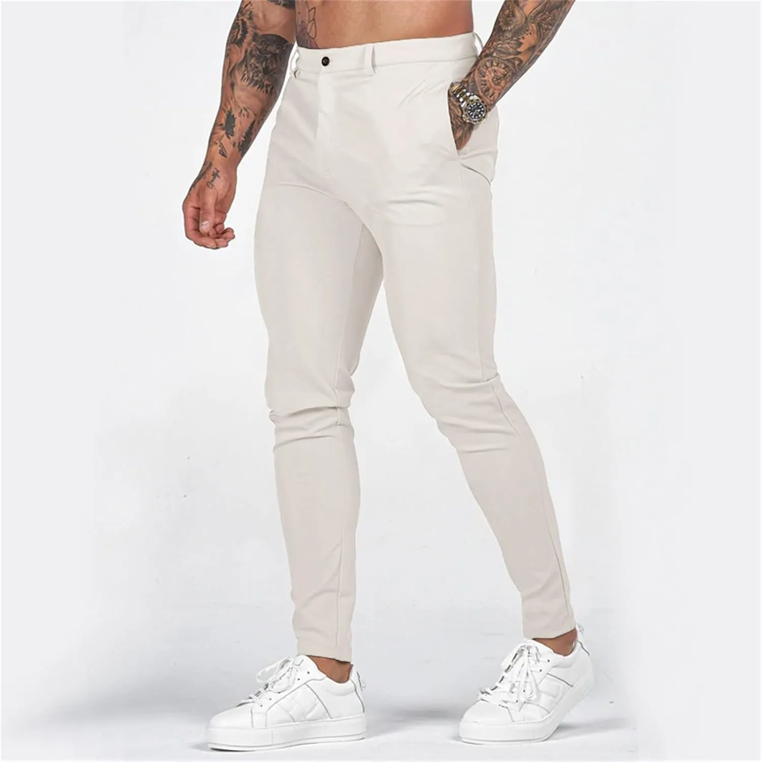 Mens Slim Fit Casual Stretch Khaki Pants with Pockets Straight Flat-Front Golf Slacks for Men Breathable Chinos Dress Pants