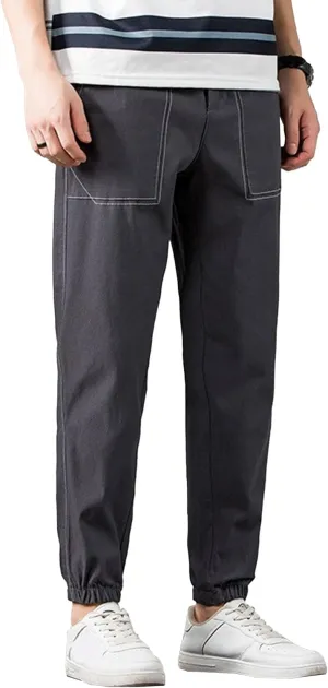 Men's Straight Leg Baggy Street Pants Elastic Waist Comfort Joggers Trousers Breathable Solid Hiking Sweatpants