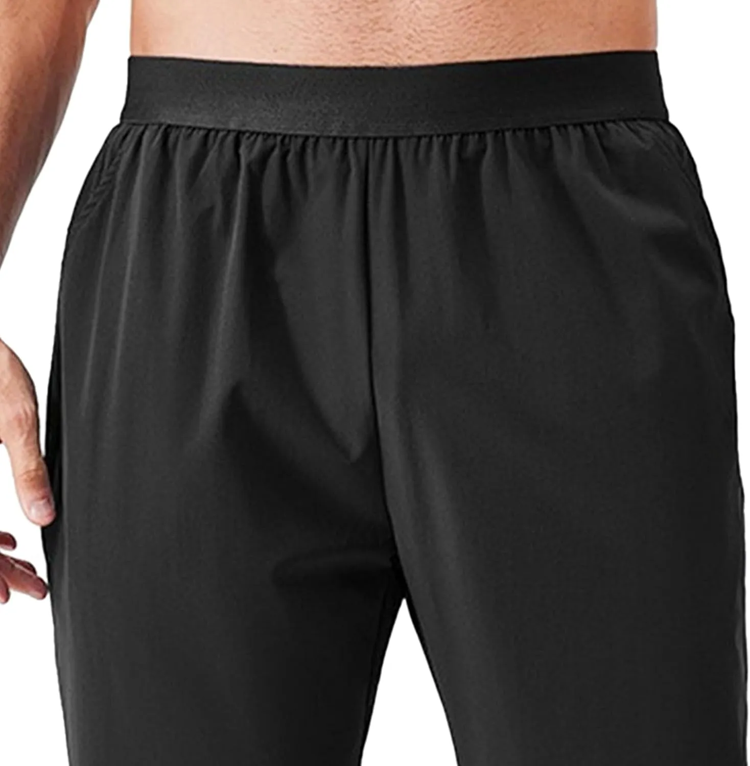 Men's Stretch Loose Fit Running Pants Breathable Quick Dry Trousers Drawstring Solid Athletic Sweatpants