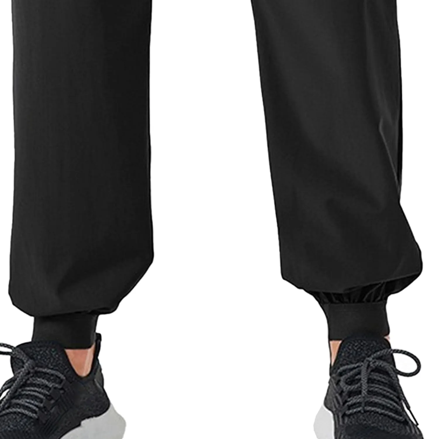 Men's Stretch Loose Fit Running Pants Breathable Quick Dry Trousers Drawstring Solid Athletic Sweatpants
