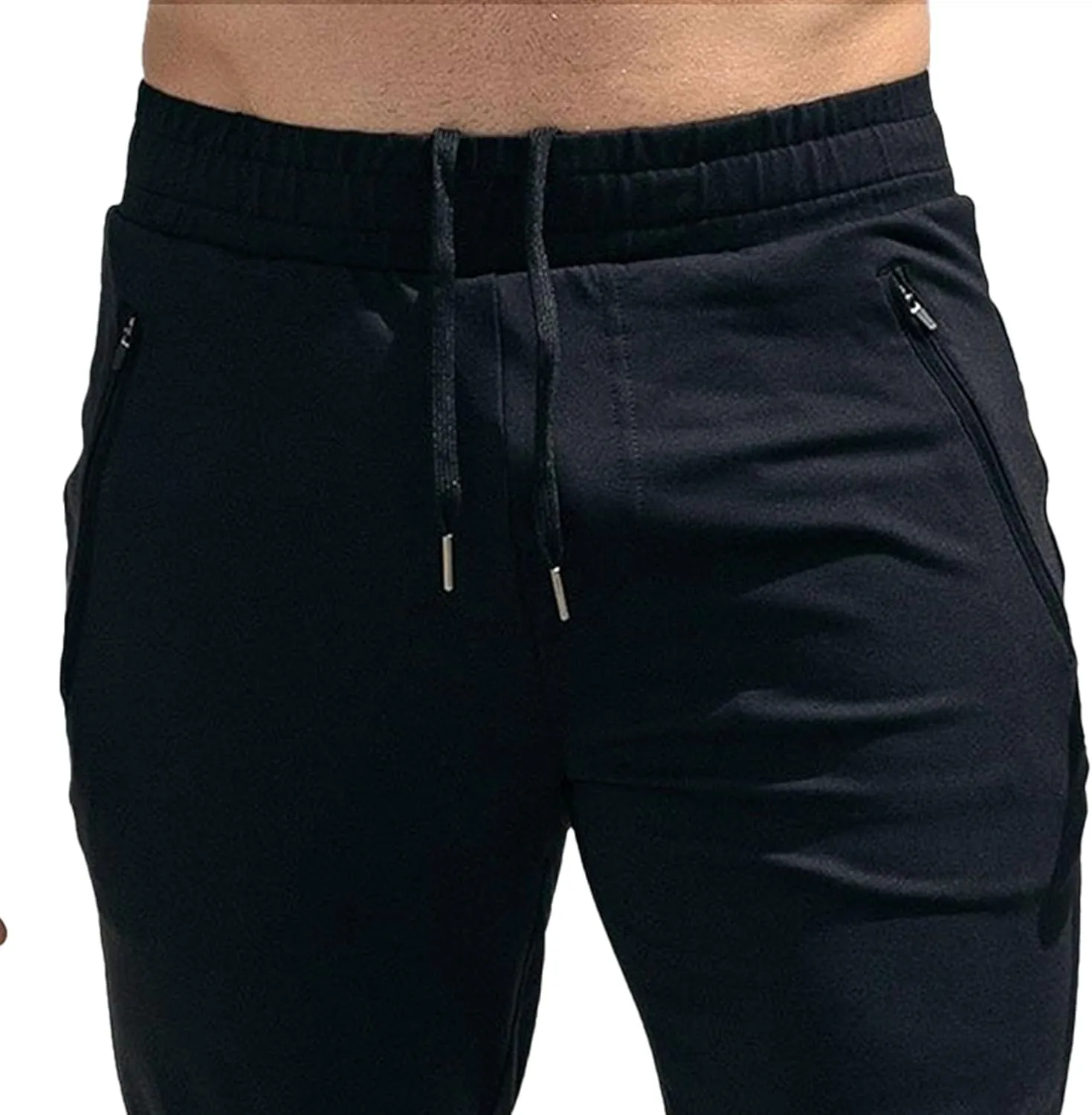 Men's Stretch Slim Fit Casual Athletic Pants Drawstring Comfort Running Trousers Solid Breathable Gym Sweatpants