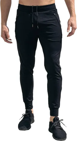 Men's Stretch Slim Fit Casual Athletic Pants Drawstring Comfort Running Trousers Solid Breathable Gym Sweatpants