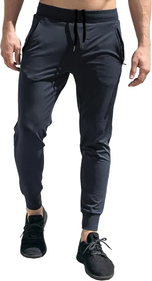 Men's Stretch Slim Fit Casual Athletic Pants Drawstring Comfort Running Trousers Solid Breathable Gym Sweatpants
