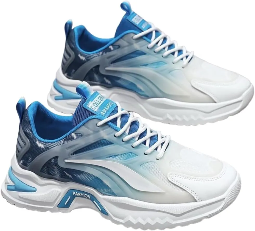 Men's Walking Sneakers Non Slip Gym Sports Summer Trainers Breathable Mesh Gradient Thick Sole Shoes