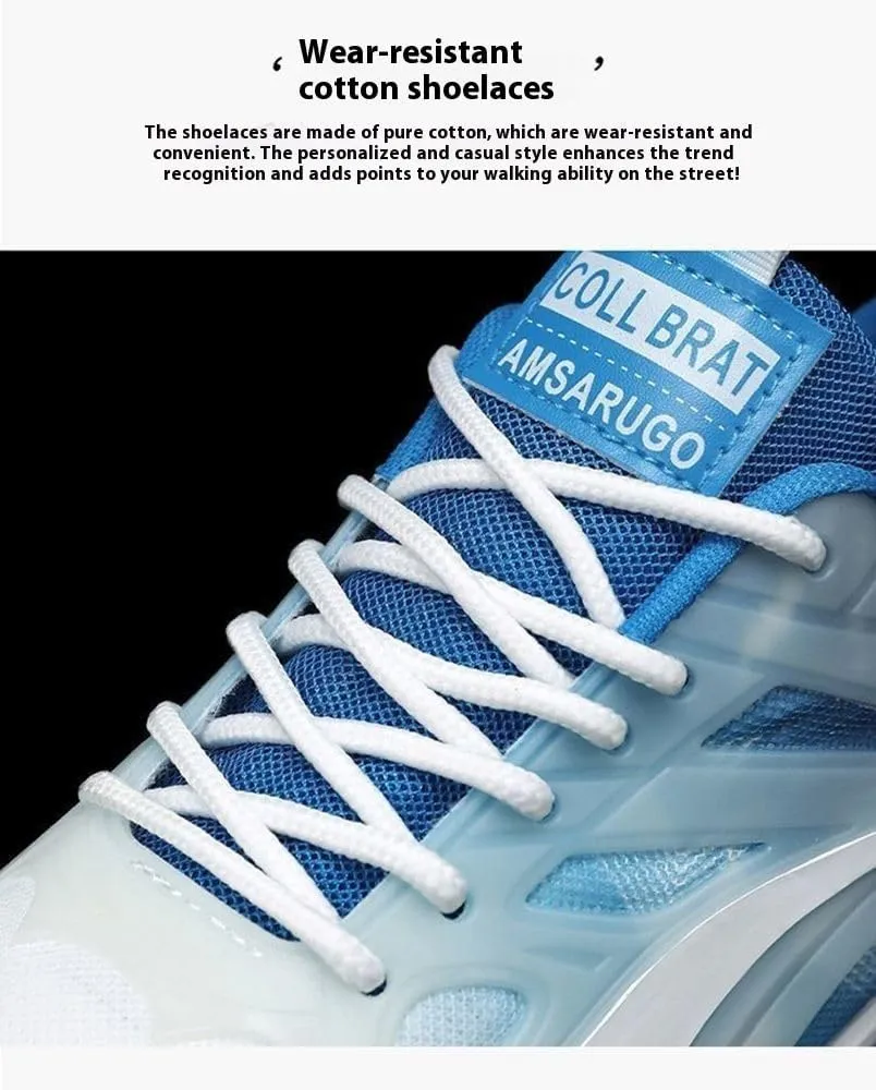 Men's Walking Sneakers Non Slip Gym Sports Summer Trainers Breathable Mesh Gradient Thick Sole Shoes