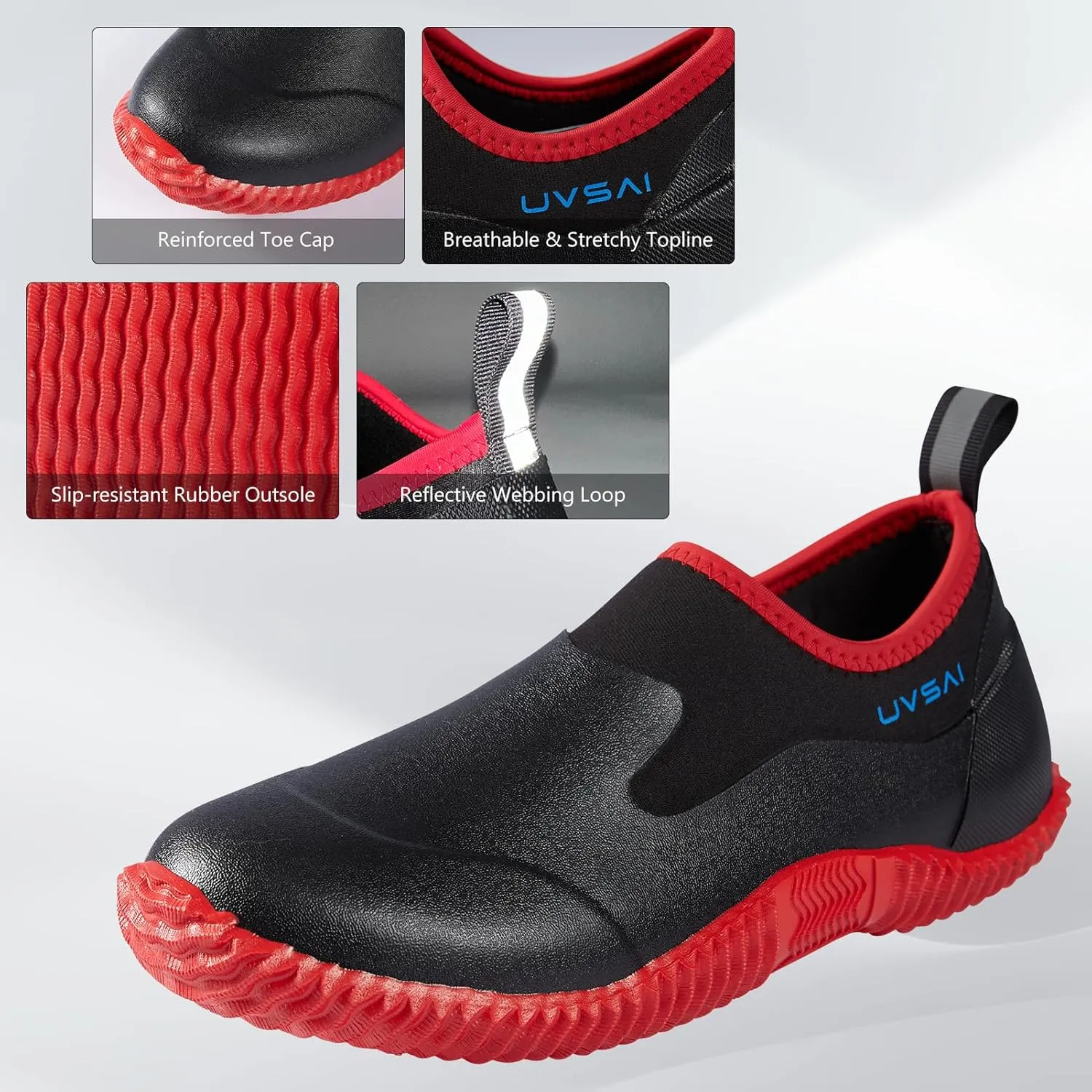 Mens Waterproof Garden Shoes Rain Boots Slip-On Footwear for Gardening Farming Camping Lawn Care Yard Work