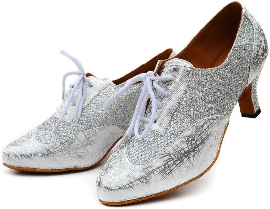 Misu Women's Closed Toe Suede Sole Latin Salsa Tango Practice Ballroom Dance Shoes with 2.3" Heel