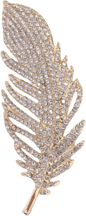 MLEPUS Rhinestone Feather Brooch Pin for Women Men Gold plated Fashion Vintage Crystal Delicate Leaf Animal Peacock Brooch Flip Pin Elegant Dress Accessories Wedding Christmas Birthday Jewelry Gift