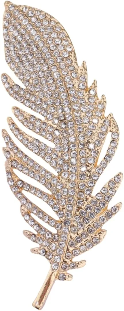 MLEPUS Rhinestone Feather Brooch Pin for Women Men Gold plated Fashion Vintage Crystal Delicate Leaf Animal Peacock Brooch Flip Pin Elegant Dress Accessories Wedding Christmas Birthday Jewelry Gift
