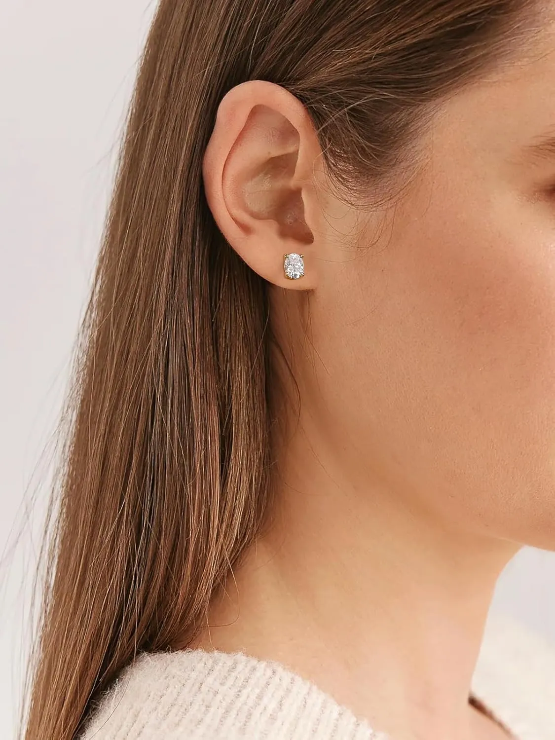 Moissanite Sparkle Stud Earrings for Women, 2-4 Carat, Oval Cut/Pear Cut/Radiant Cut, Solid 925 Sterling Silver Hypoallergenic, Birthday Valentines Anniversary Mother's Day Ideal Gift for Her