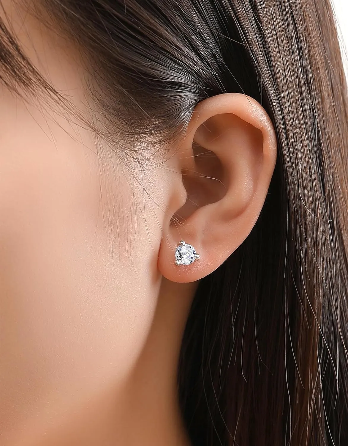 Moissanite Stud Earrings for Women,1.4CT Seven round inlays D Color 18K White Gold Plated 925 Sterling Silver Hypoallergenic Flat Back 1 Pair earring Valentine's Day gift