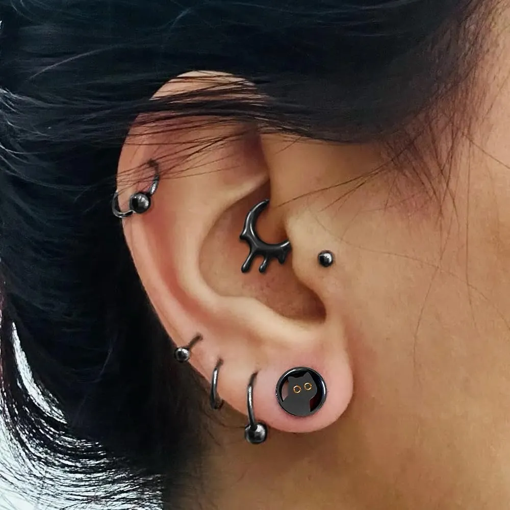 MOQIKAKA16G 8mm Septum Rings - Stainless Steel Segment Nose Rings for Women Men - Hinged Segment Nose Helix Cartilage Clicker Hoop Earrings for Daith Rook Tragus Piercing