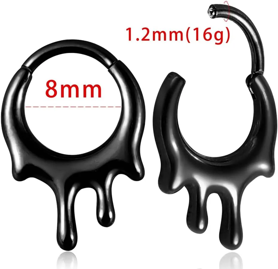 MOQIKAKA16G 8mm Septum Rings - Stainless Steel Segment Nose Rings for Women Men - Hinged Segment Nose Helix Cartilage Clicker Hoop Earrings for Daith Rook Tragus Piercing