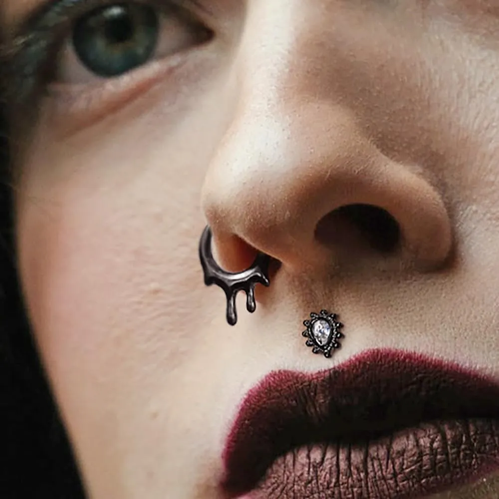 MOQIKAKA16G 8mm Septum Rings - Stainless Steel Segment Nose Rings for Women Men - Hinged Segment Nose Helix Cartilage Clicker Hoop Earrings for Daith Rook Tragus Piercing
