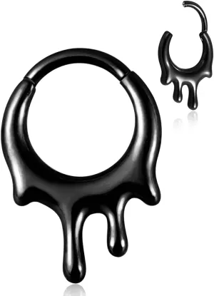 MOQIKAKA16G 8mm Septum Rings - Stainless Steel Segment Nose Rings for Women Men - Hinged Segment Nose Helix Cartilage Clicker Hoop Earrings for Daith Rook Tragus Piercing