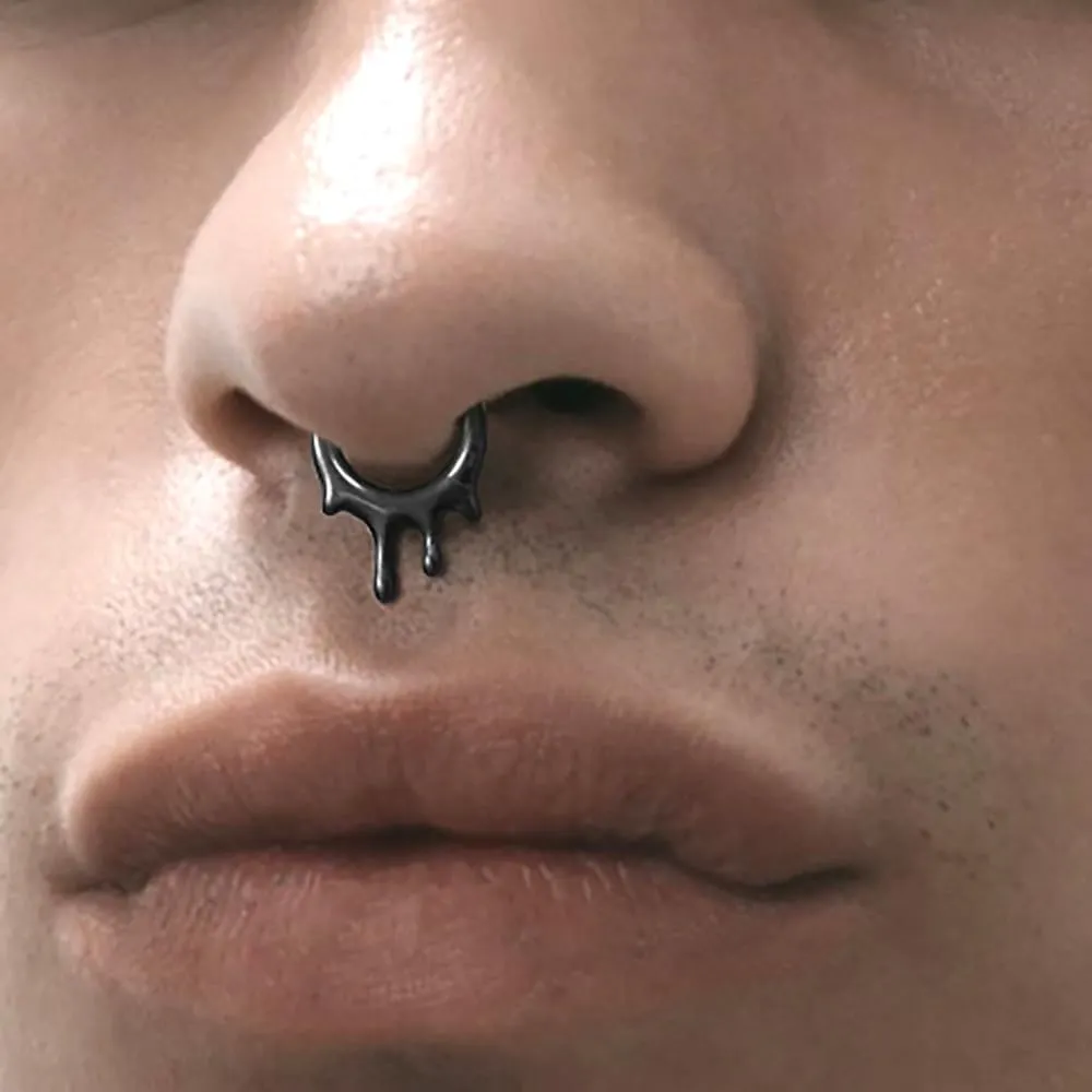MOQIKAKA16G 8mm Septum Rings - Stainless Steel Segment Nose Rings for Women Men - Hinged Segment Nose Helix Cartilage Clicker Hoop Earrings for Daith Rook Tragus Piercing