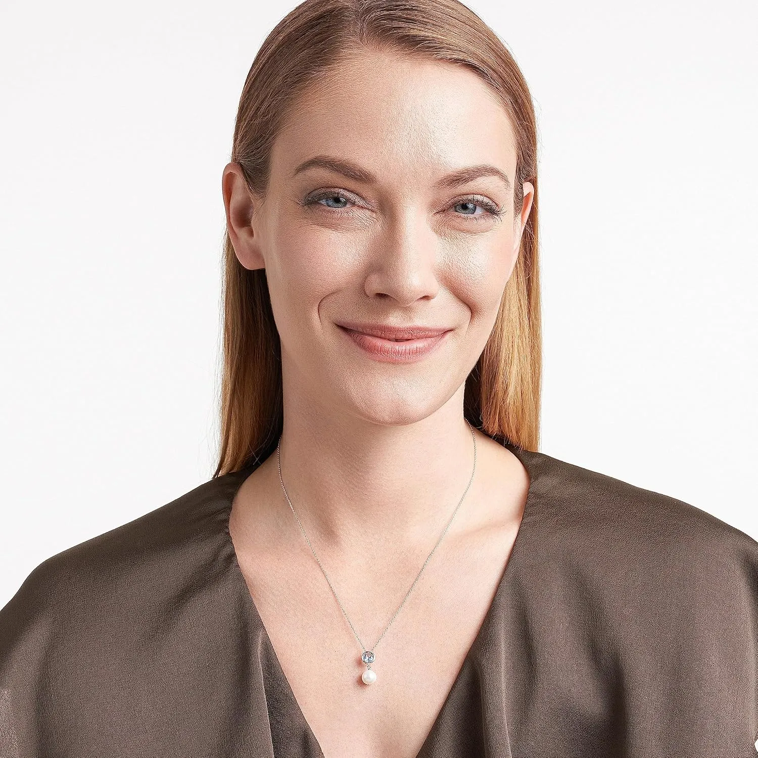 MORGAN & PAIGE .925 Sterling Silver Rhodium Plated Freshwater Cultured Pearl and Birthstone Dainty Necklaces for Women - Silver Necklaces for Women, Hypoallergenic Jewelry, 18 Inch Chain