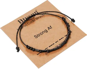 Morse Code Bracelets for Women Inspirational Gifts for Her Adjustable Black Adjustable Braided Men Bracelets Motivational Best Friend Birthday Gifts for Sister Daughter Mom Dad Christmas Jewelry